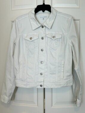 LOFT White Denim Trucker Jacket | Stretch | Size M | Style #468394